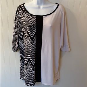 Cocomo Dolman Sleeve Blouse Black Cream SZ…
